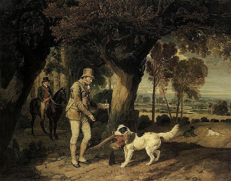 James Ward John Levett Receiving Pheasant from Retriever on HIs Estate at Wychnor, oil painting image